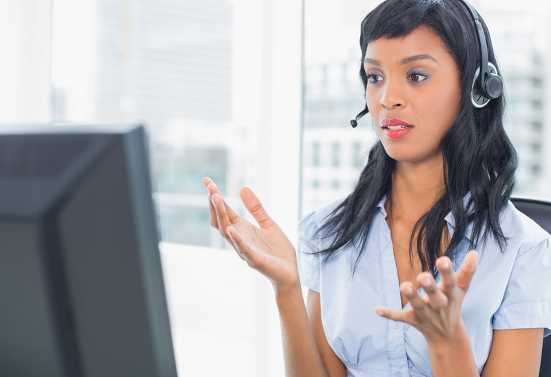 woman taking call